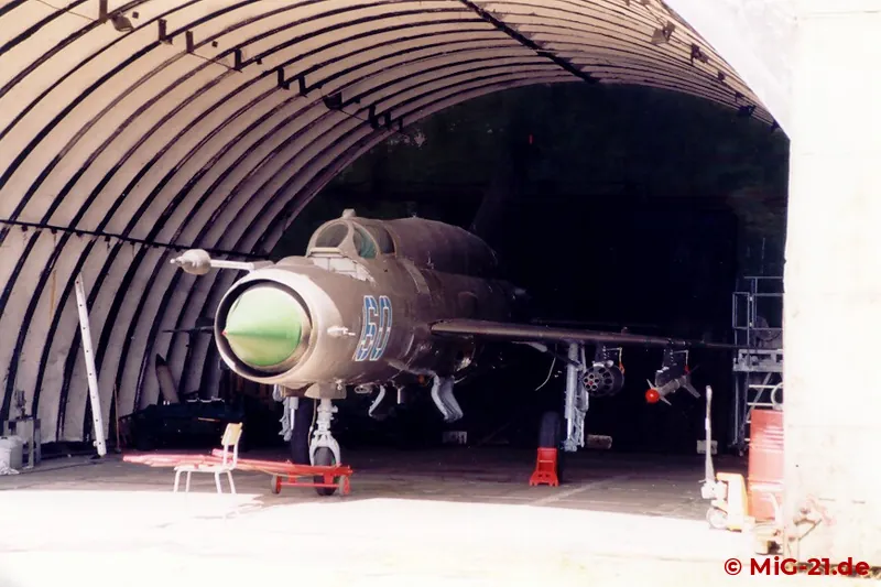 Almost like in good old times: the MiG-21SMT in the shelter.