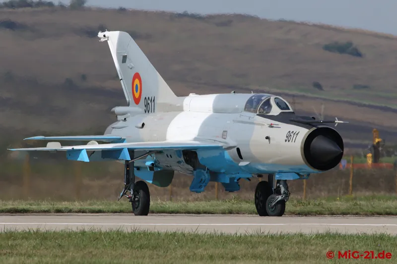 The MiG-21s first carry out taxi tests after a brake disc change, ...