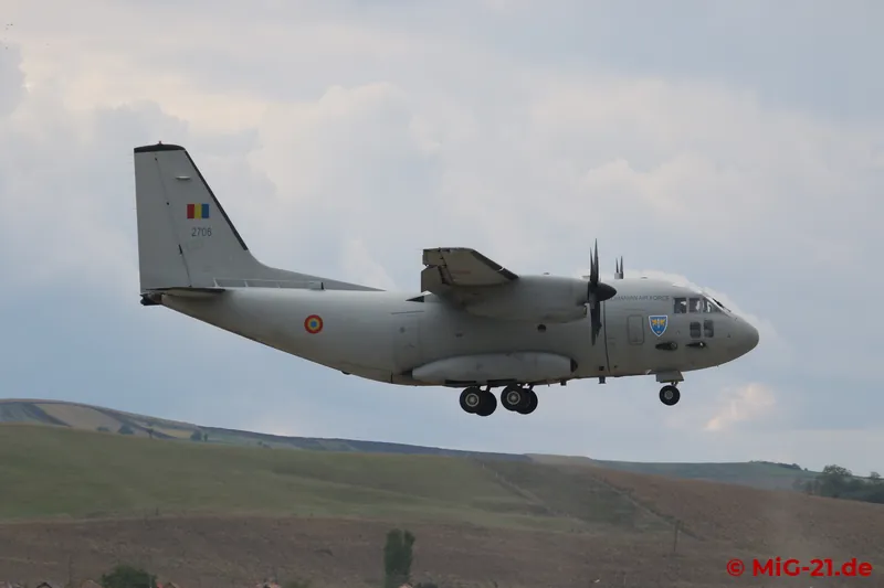 Besides the local MiGs and helicopters, a C-27J from Otopeni also flies its circuits and drops ever new …