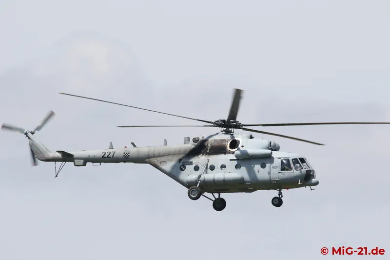 Among the few things flying on Thursday before the event is this Mi-171.