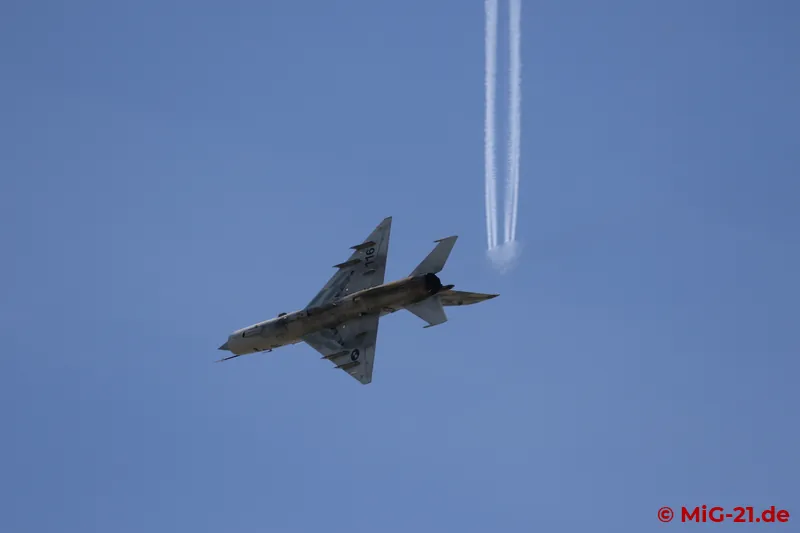 While the Rafale begins its display, the MiG peels away, ...