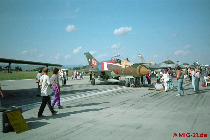 The Czech MiG-21MF 7711 of the Delta-F team was in the static display – as previously at Fairford .