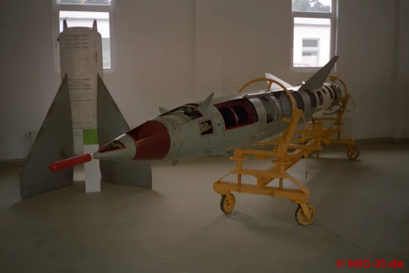 Cutaway model of an S-75 surface-to-air missile.