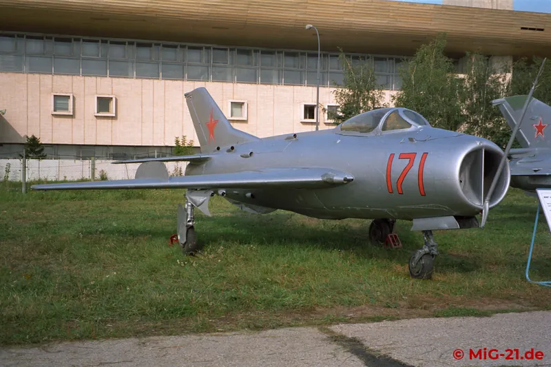 The MiG design bureau was represented in the museum by, among others, versions of the MiG-19, ...
