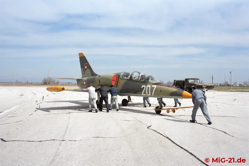 After the event, the participating aircraft are returned to their parking positions by muscle power ...