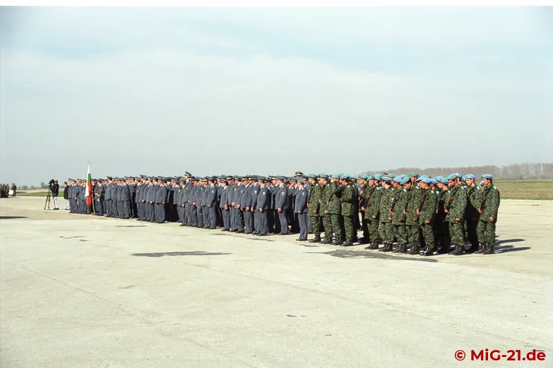 ... in front of the assembled base personnel, the event begins.