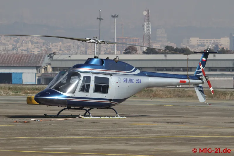 ... and the Shahed 278, obviously a copy of the Bell 206. Both helicopters were parked on the flight line but …