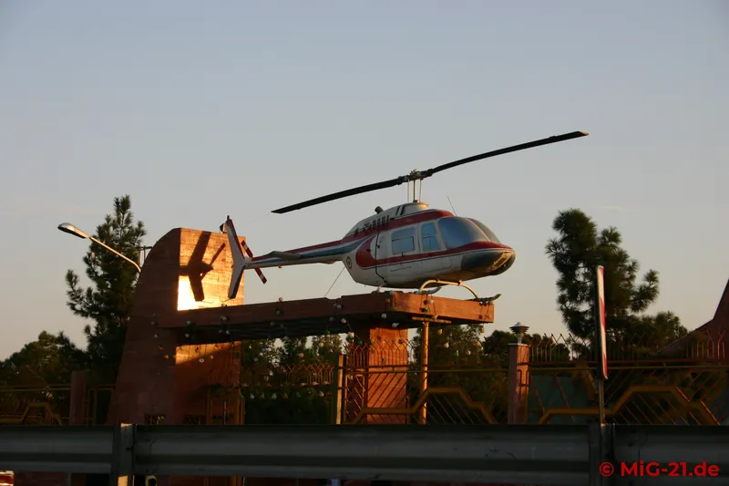 ... while this Bell 206 stands at the entrance of IHSRC sports club.