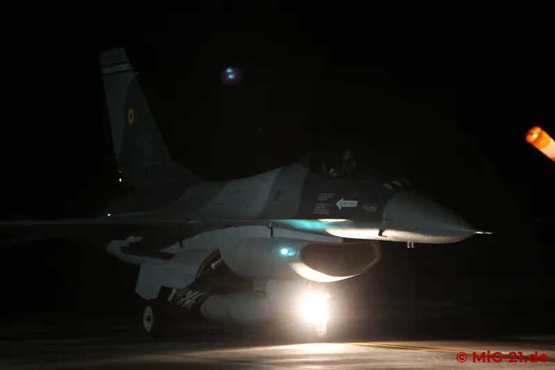 The F-16s also take part in the night flying.
