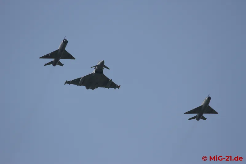 Finally the MiGs reappeared – in formation with the Eurofighter.