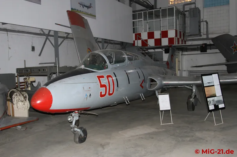 The other indoor exhibits are also in well-kept condition, including this L-29, ...