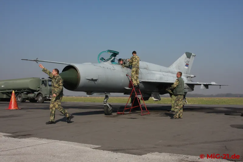 Post-flight check on the MiG-21bis.