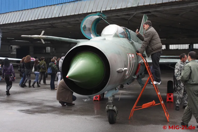 In front of the hangars, various BVVS equipment was displayed: besides one MiG-21 ...