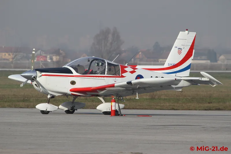 Lined up on the flight line were: Pilatus PC-9, Zlin Z-242 (pictured), ...