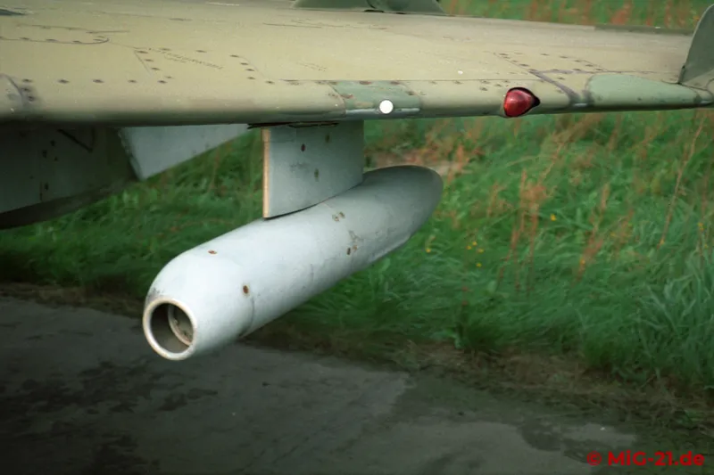 S-13 gun camera fitted to the wing of a MiG-21U.