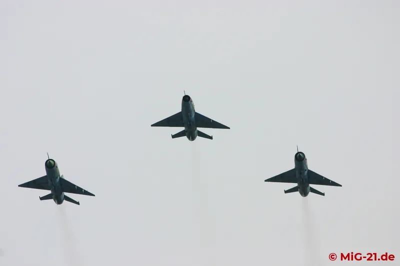 The air force was represented by three MiG-21s which made a fly pass over the stadium - unfortunately very …